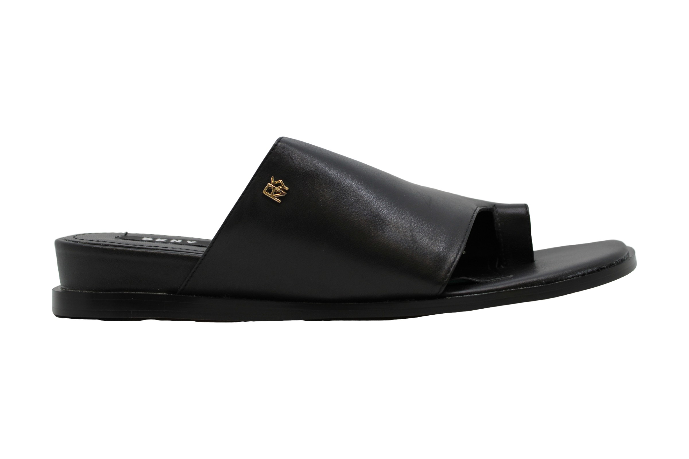 DKNY Womens Daz Flat Sandals Leather Open Toe Casual Slide, Black, Size ...