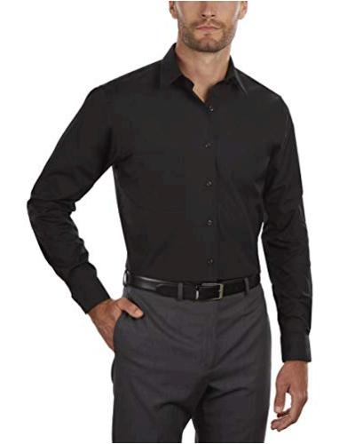 Van Heusen Regular Fit Long Sleeve Dress Shirt BLACK 17 Nk 34-35, Black ...
