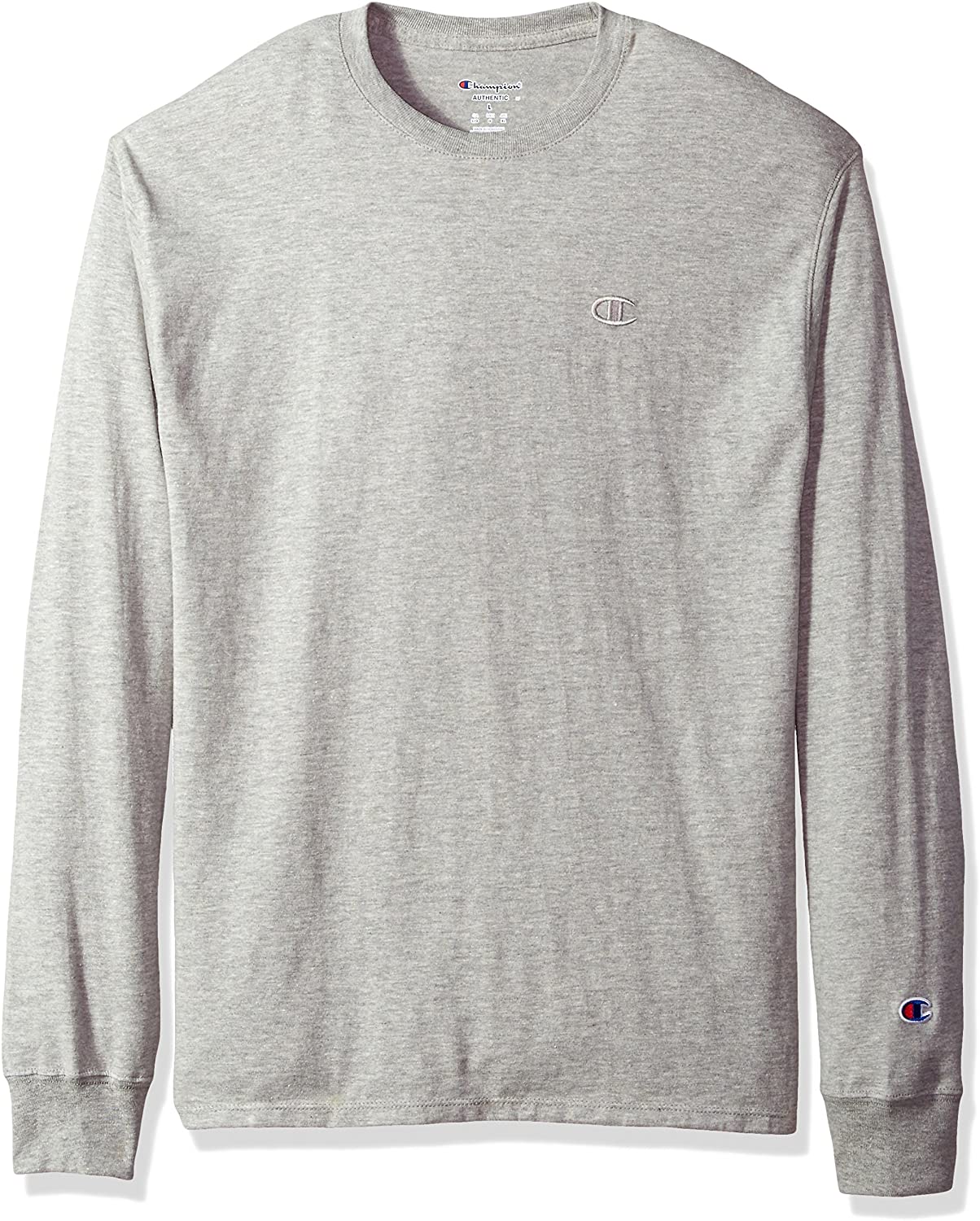 Champion Men's Classic Jersey Long Sleeve T-Shirt,, Oxford Gray, Size ...