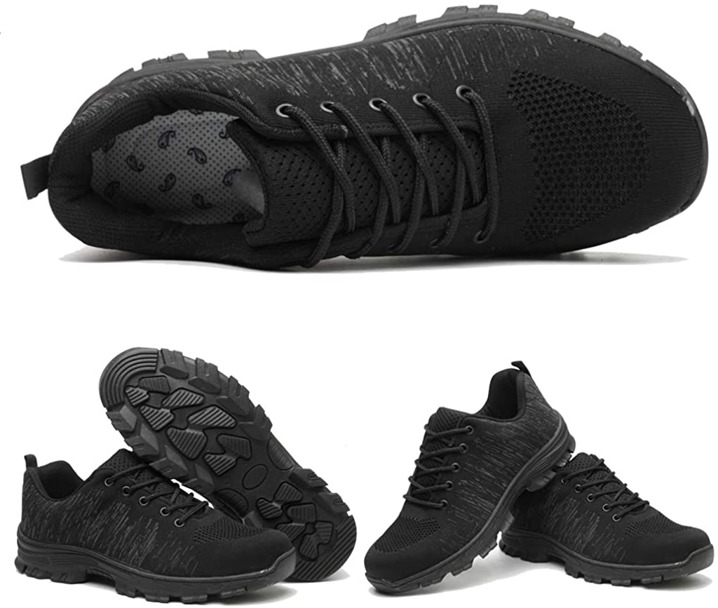 PDBQ Steel Toe Shoes Work Safety Shoes for Men and Women Non, Black