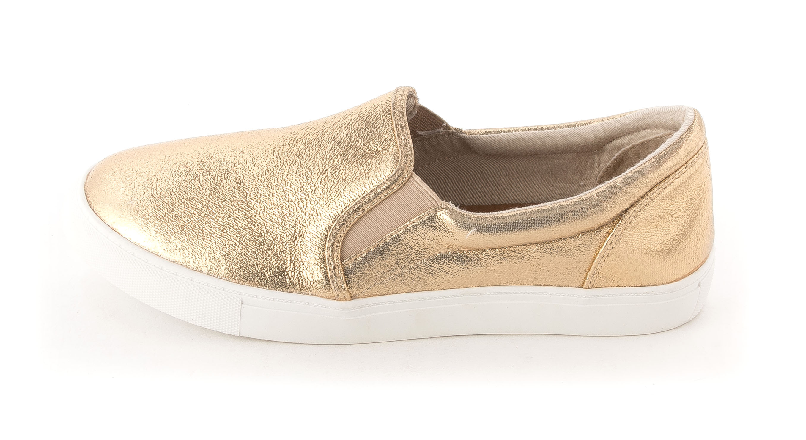 gold slip ons