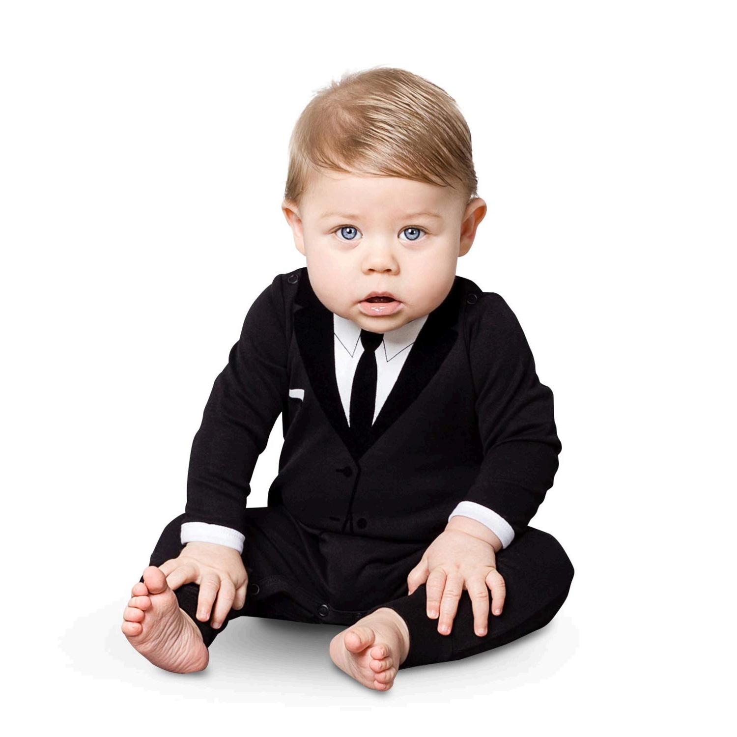 The Tiny Universe Baby Boy Bodysuit Dress Suit & Tie - 100%, All Black ...