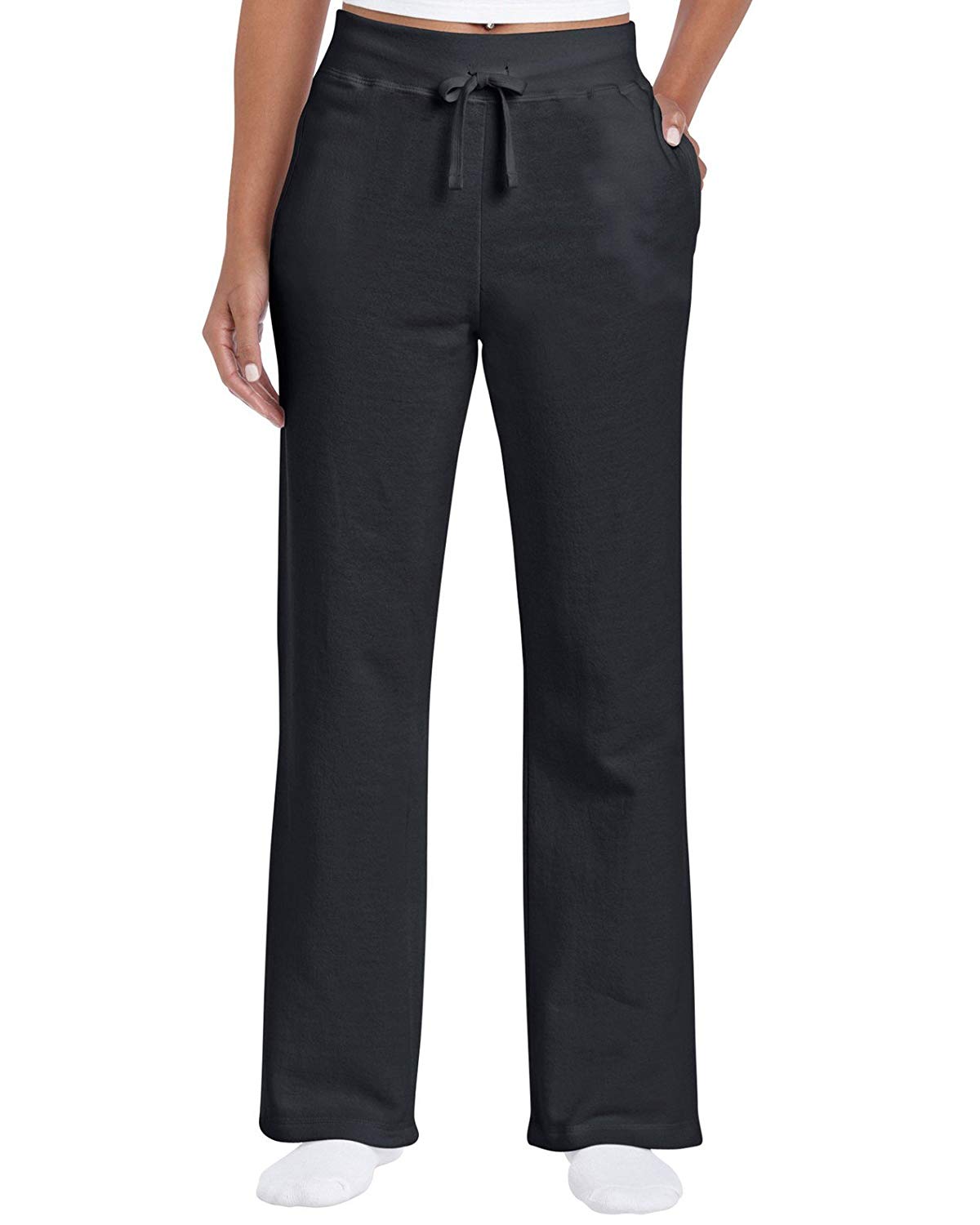 Gildan Women's Open Bottom Sweatpants, Black, 2X-Large, Black, Size XX ...