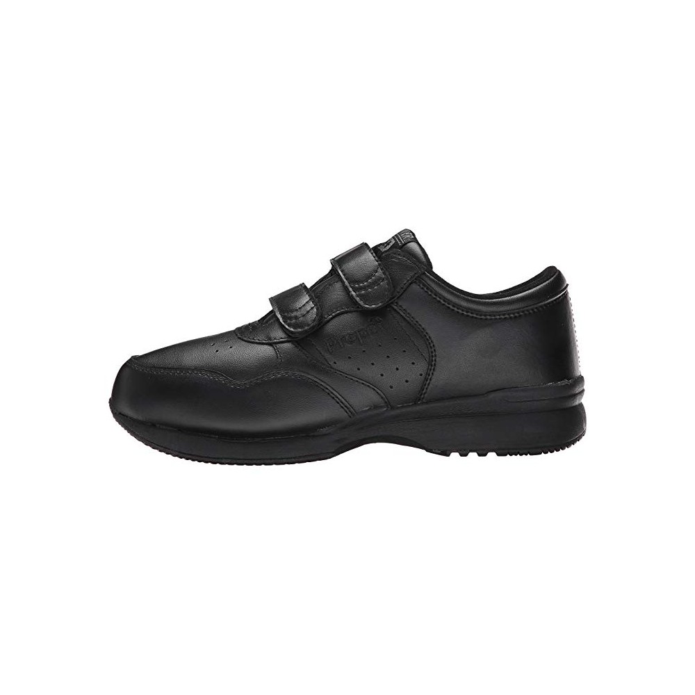 Propét Mens life walker strap Leather Low Top Walking, Black, Size 12.0 ...