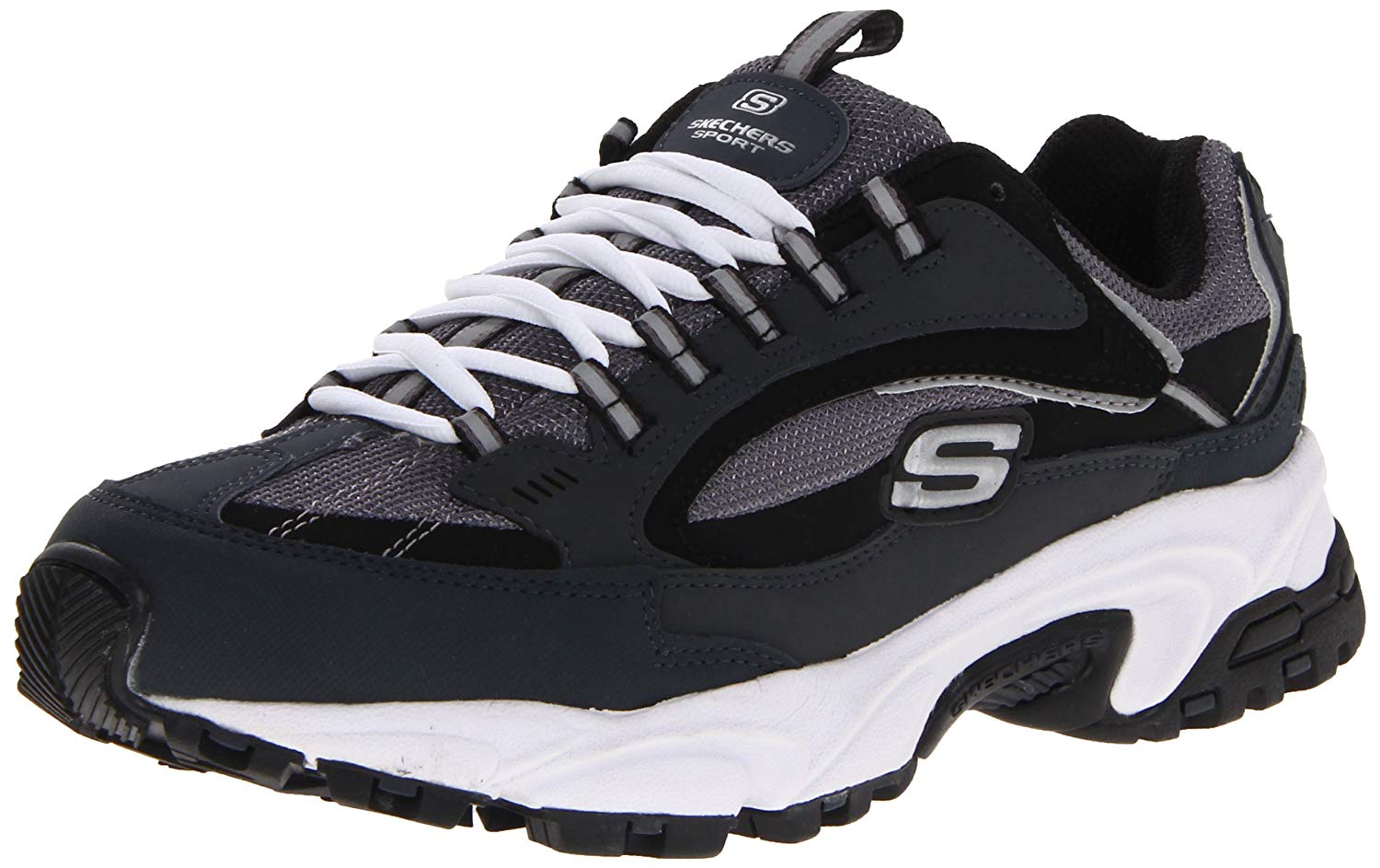 Skechers Mens Cutback 51286 Low Top Lace Up Running, Navy/Black, Size 9 ...
