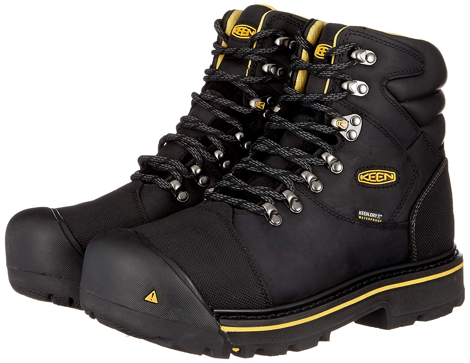 KEEN Utility Mens Milwaukee WP Steel toe Lace Up Safety Shoes, Black