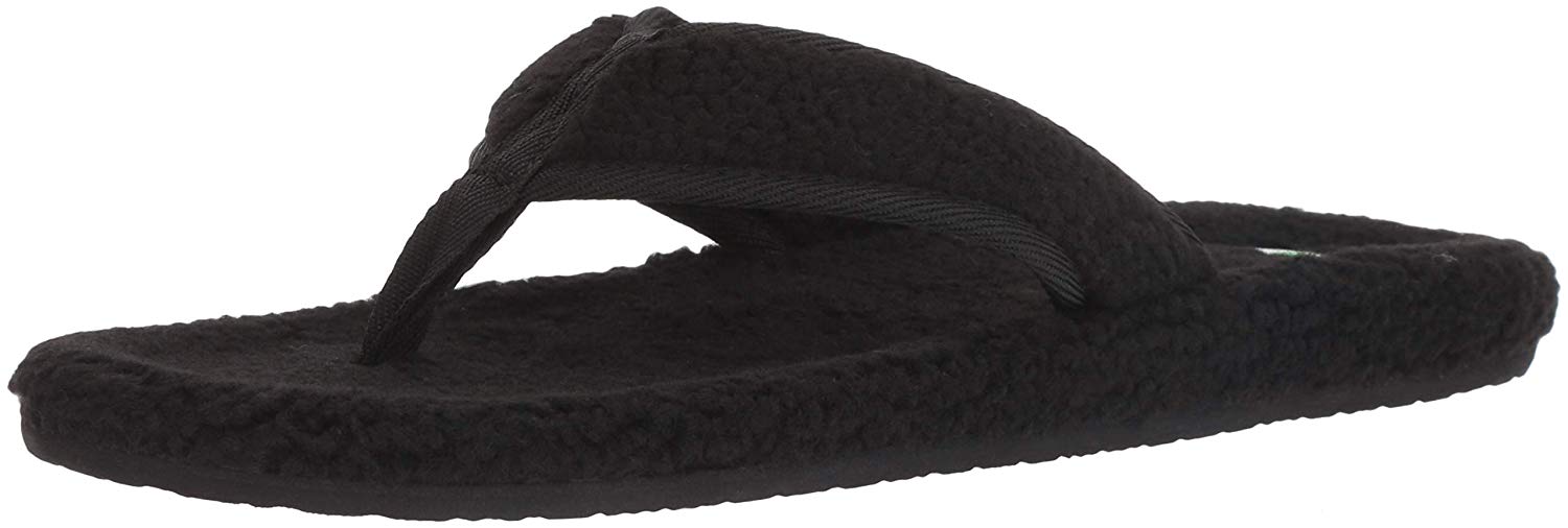 black sanuk flip flops