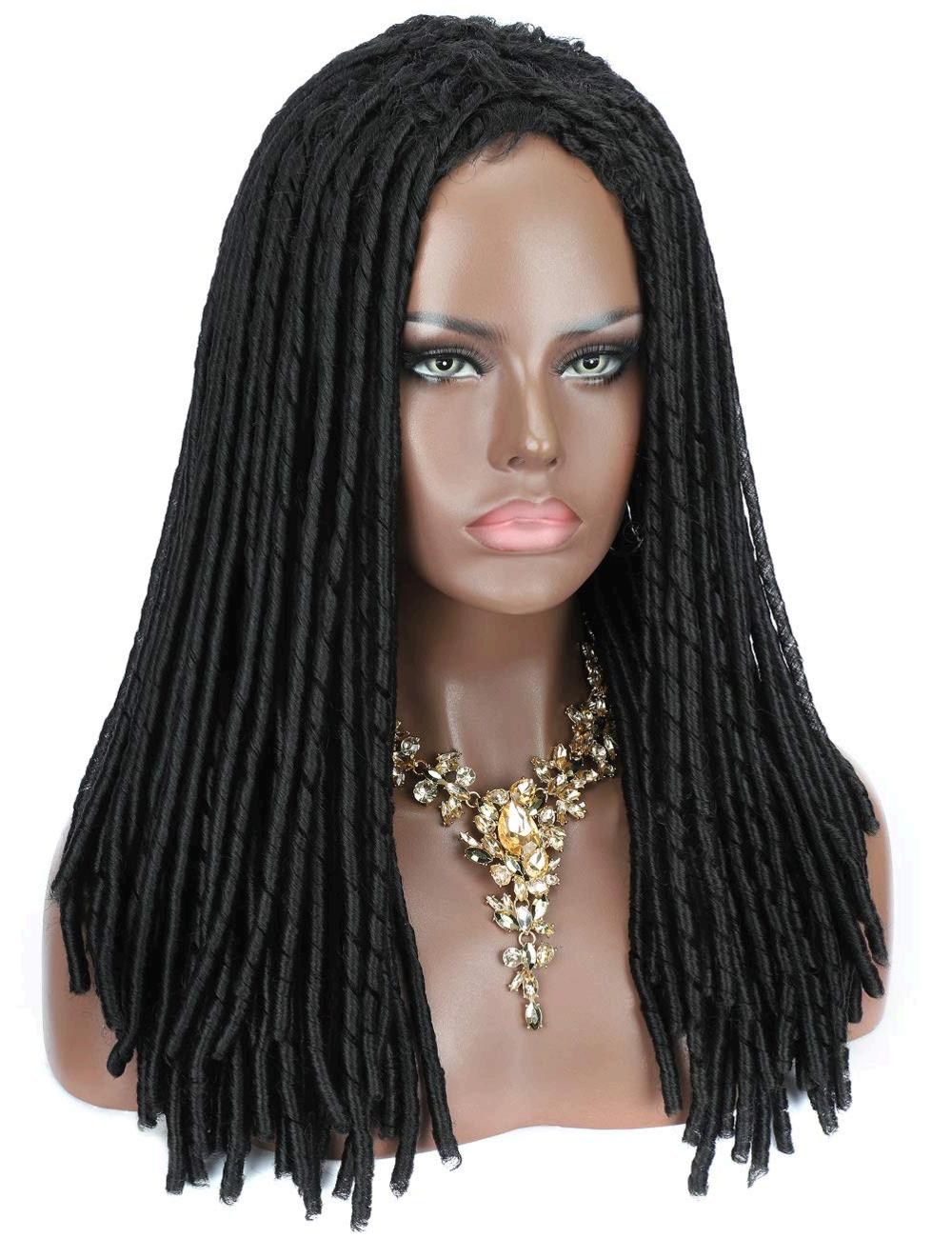 Kalyss 100% Hand Braided Dreadlocks Braids Hair Wigs, Natural Black ...