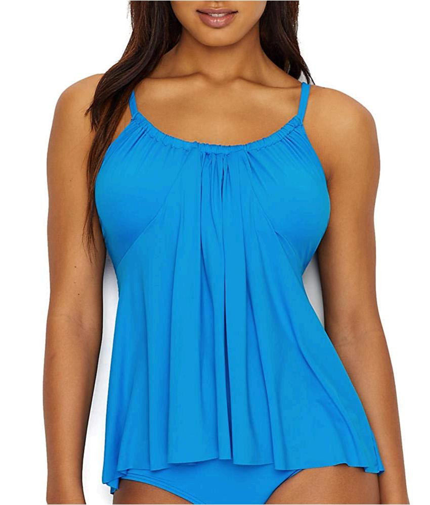 Coco Reef Women's Tankini top Swimsuit with Fly Away Hem,, Blue, Size ...