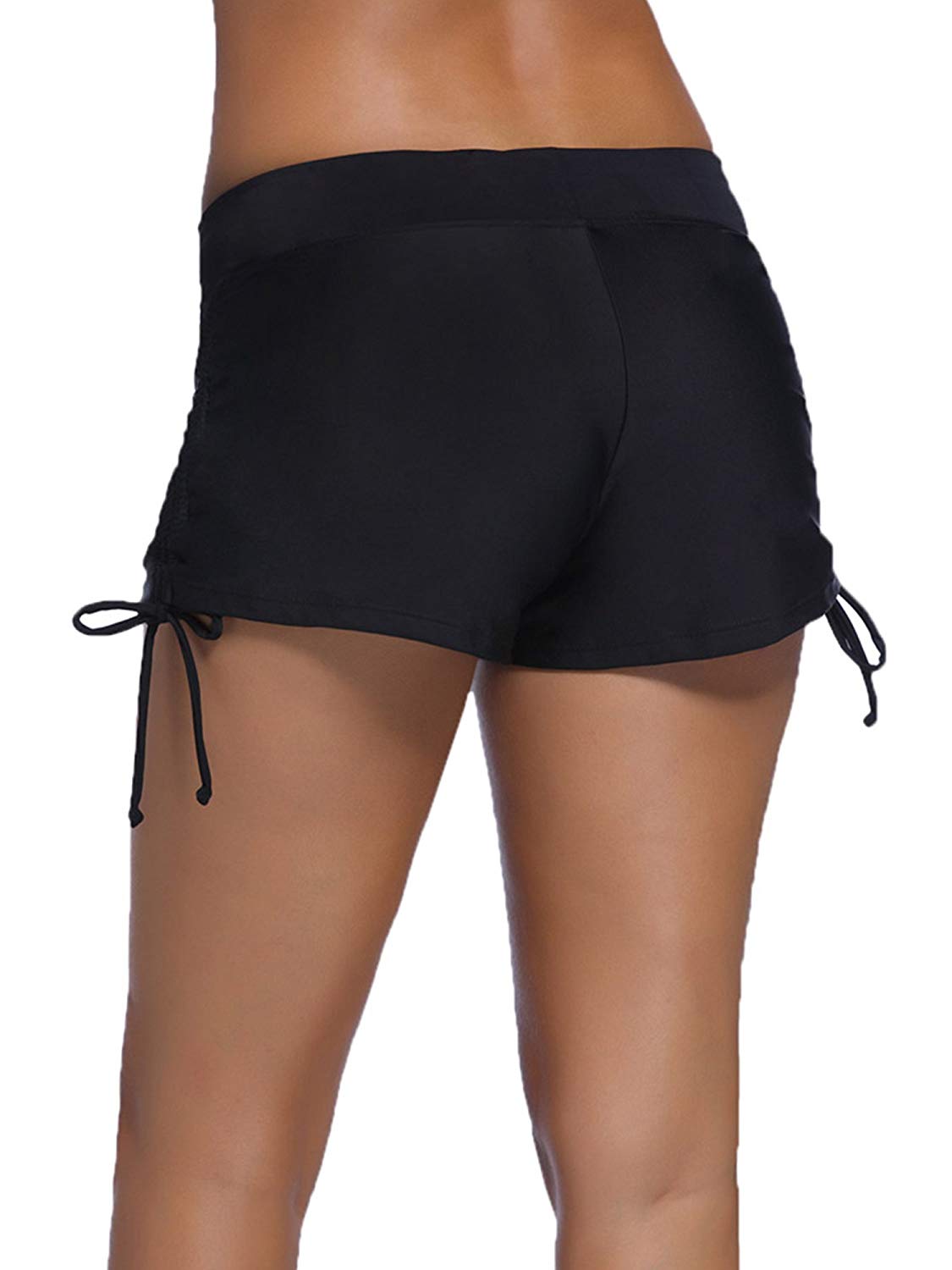 Hestya Women's Swim Shorts Solid Swimsuit Bottoms Quick Dry, Black ...