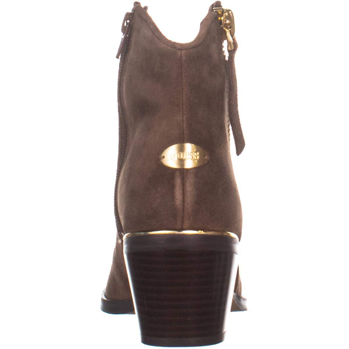 Guess Womens Nalony Leather Pointed Toe Ankle Cowboy Boots, Brown, Size