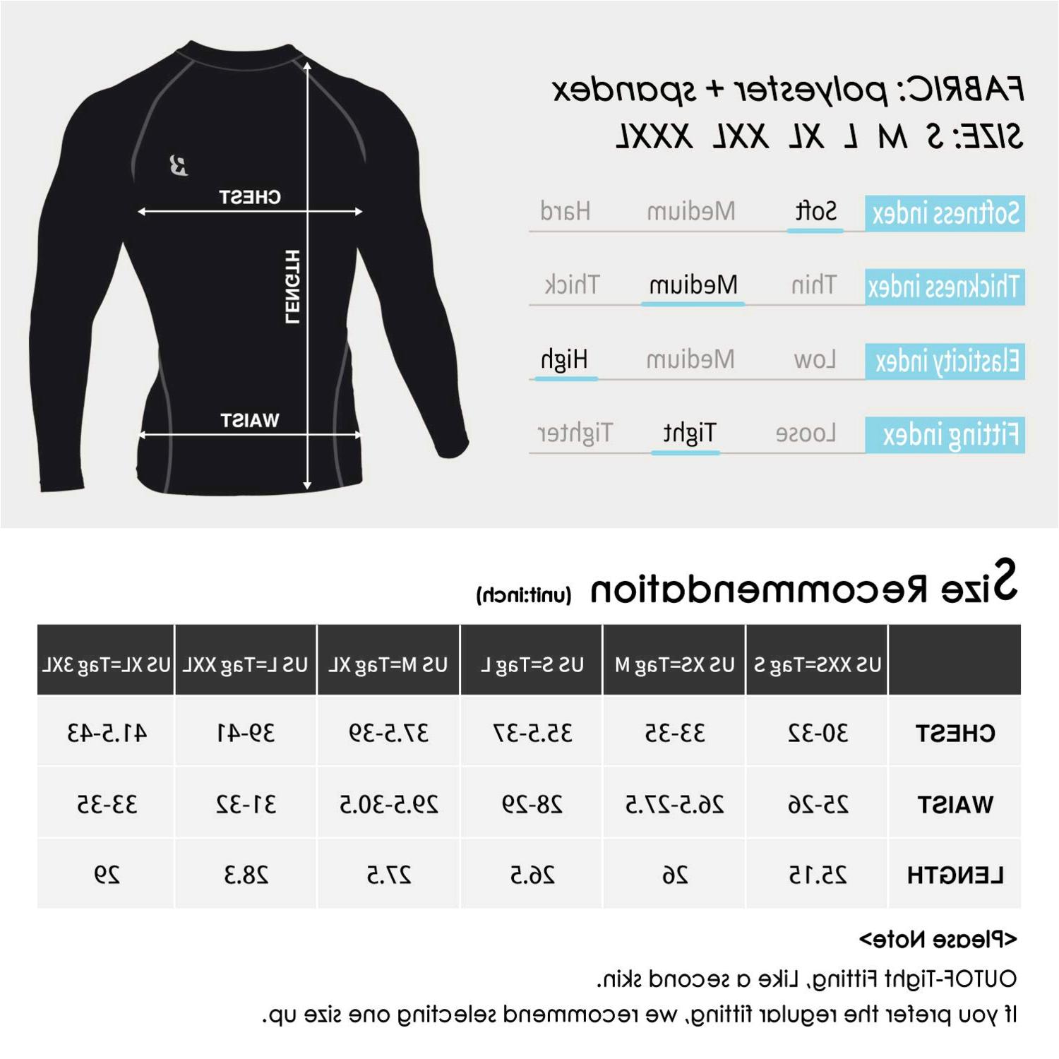 BALEAF Mens Cool Dry Skin Fit Long Sleeve Compression Shirt 2 Pack Black//Navy Size XL