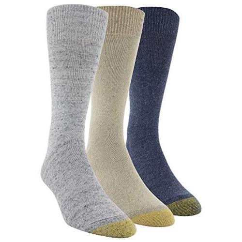 Gold Toe Men's Micro Flat Knit Crew Socks (Pack of 3), grey,, Blue ...