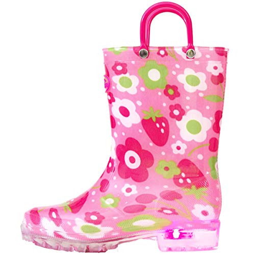 Outee Adorable Printed Light Up Rain Boots for Little Kids 