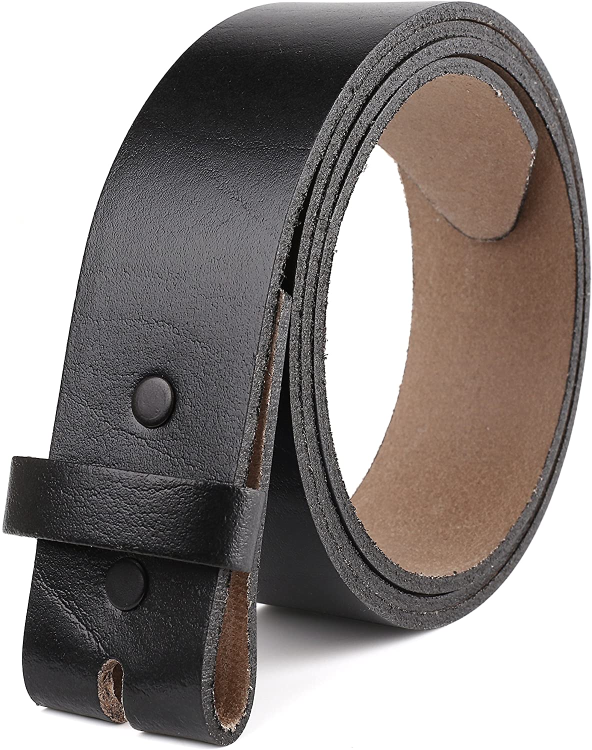 Belt for buckle men Snap on Strap top Grain One Piece Leather no, Black ...