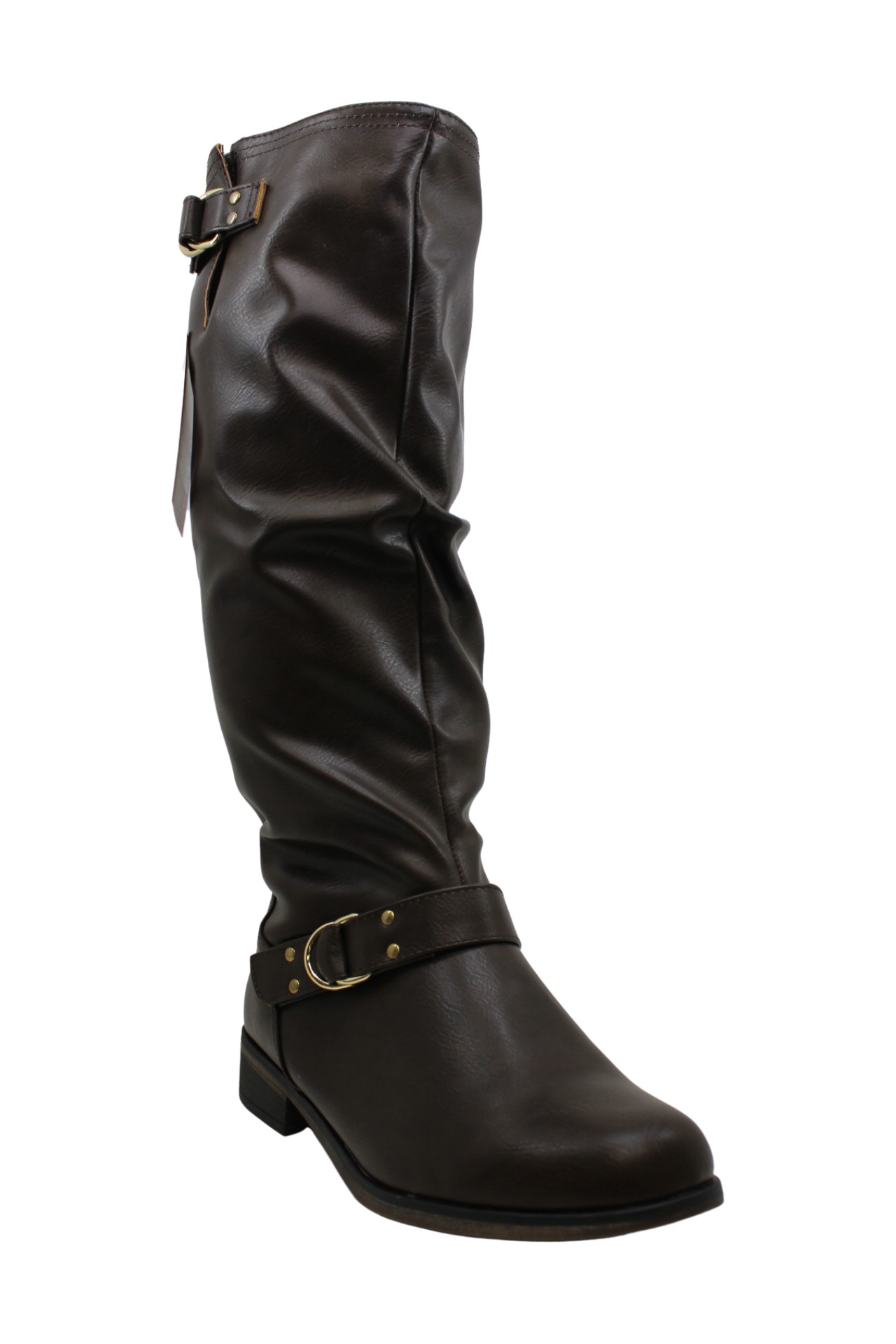 Xoxo Womens minkler Leather Round Toe MidCalf Fashion Boots, Brown