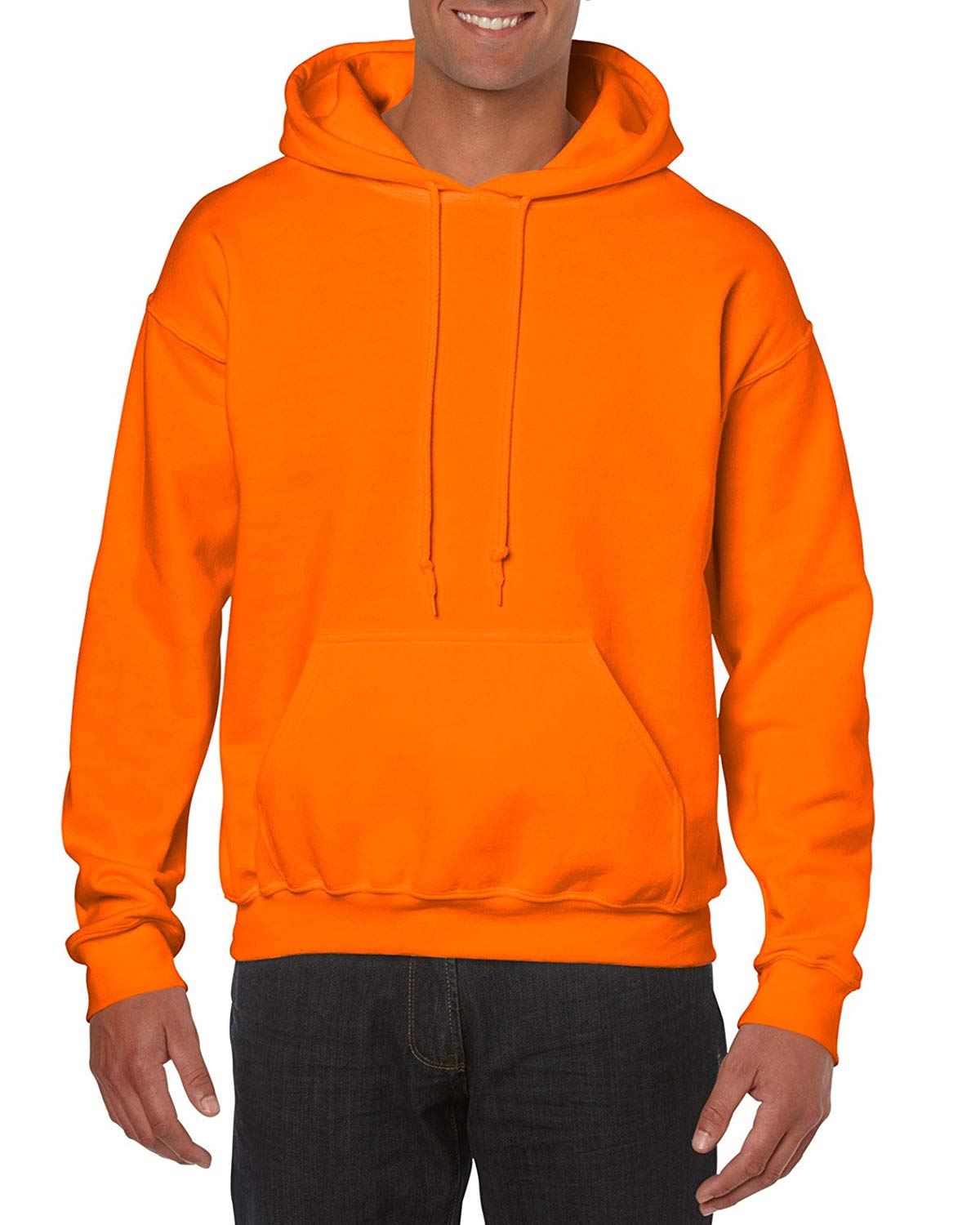 Gildan Men's Heavy Blend Fleece Hooded Sweatshirt, Safety Orange, Size ...