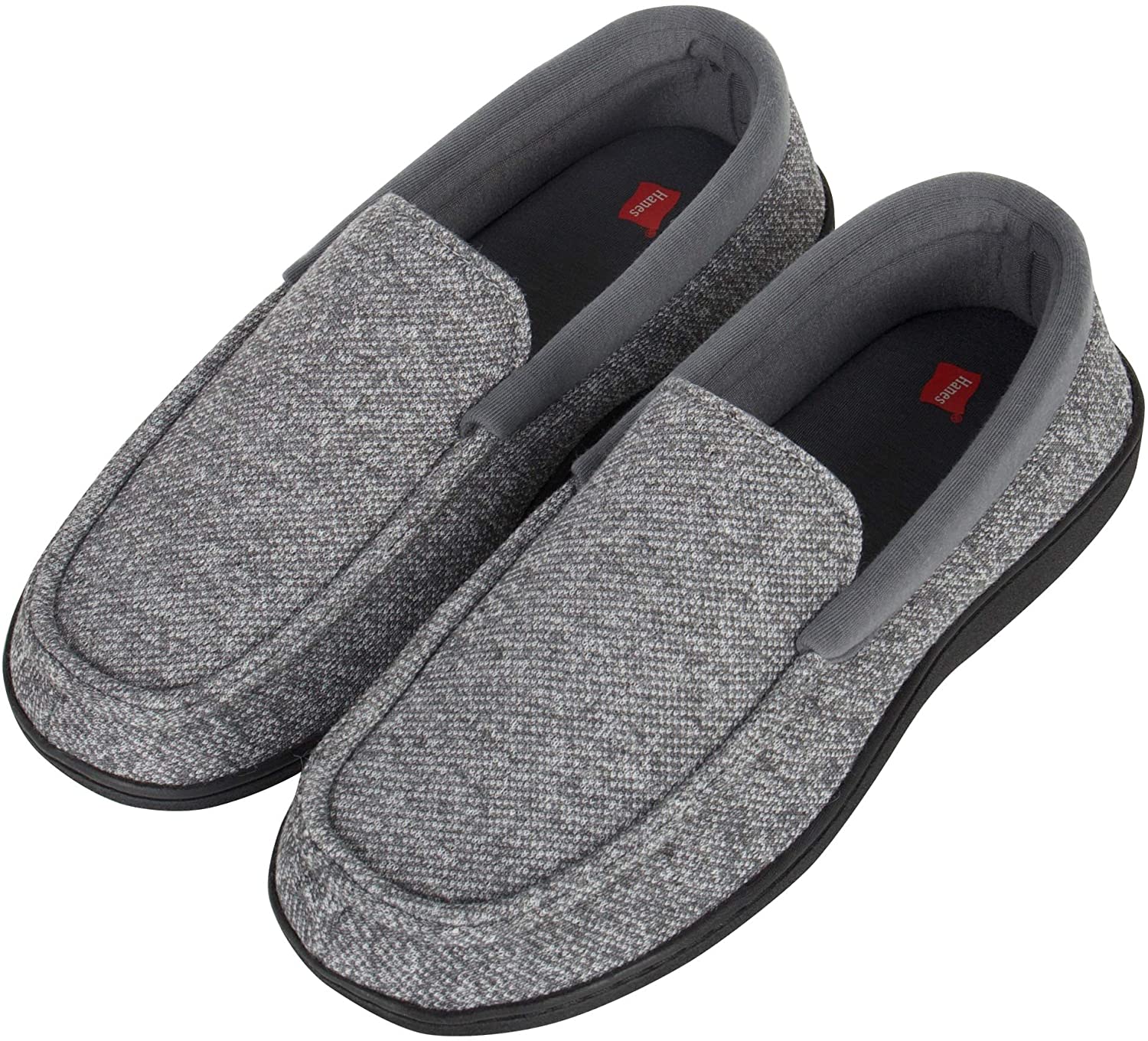 Hanes Men's Slippers House Shoes Moccasin Comfort Memory Foam, Grey ...