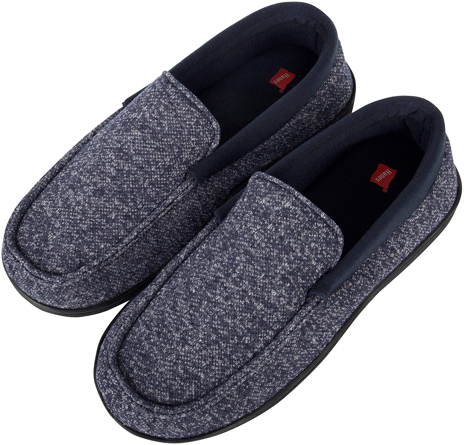 Hanes Men's Slippers House Shoes Moccasin Comfort Memory Foam, Navy ...