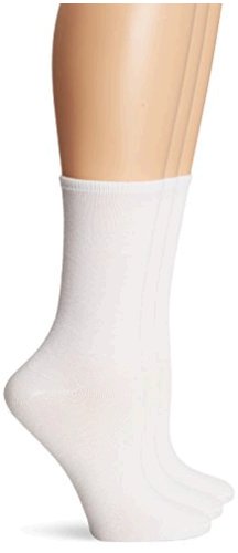 No Nonsense Women's Flat Knit Crew Sock, 3 Pair Pack,, Solid White ...