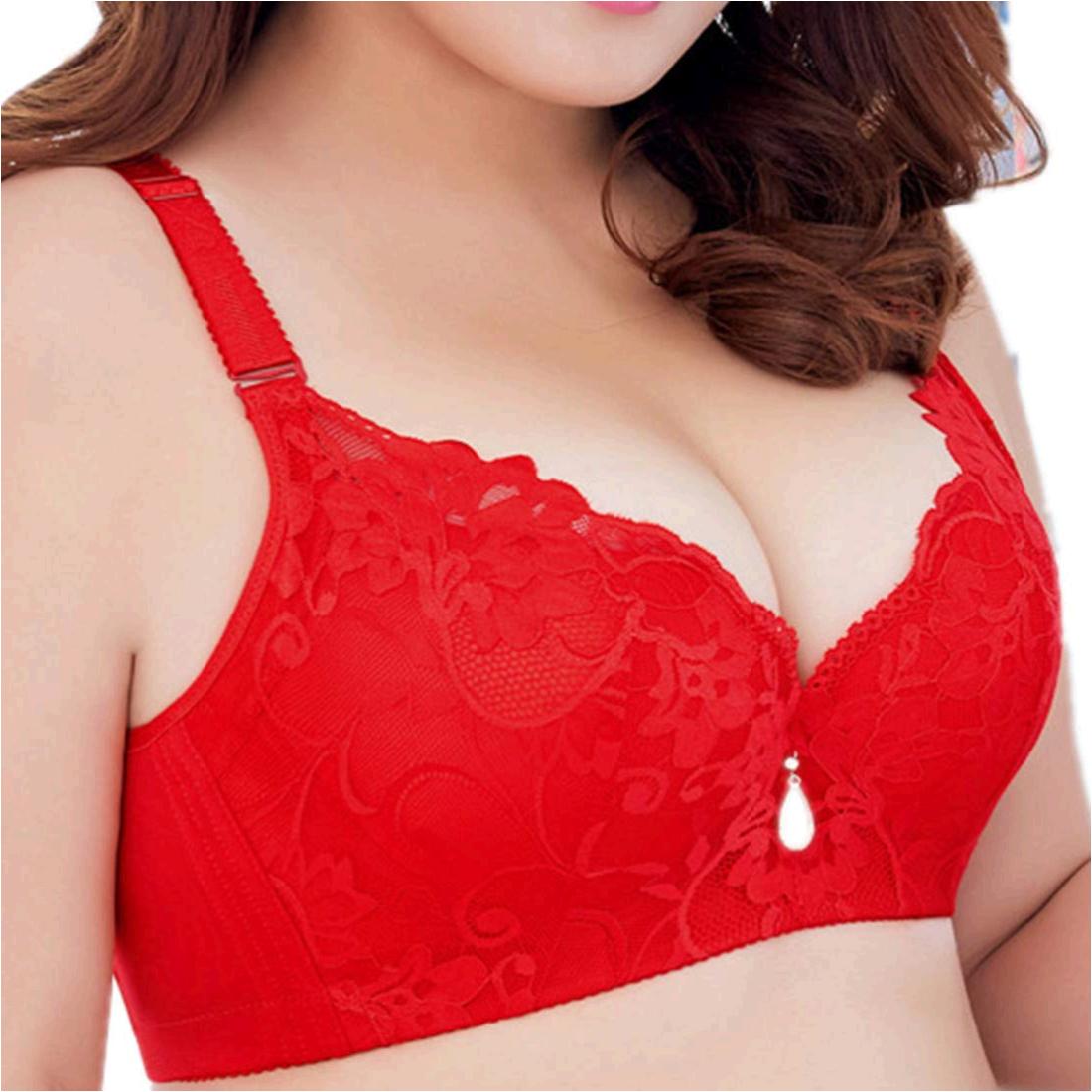 women-bra-42dd-underwire-push-up-bra-soft-cup-lace-floral-red-size