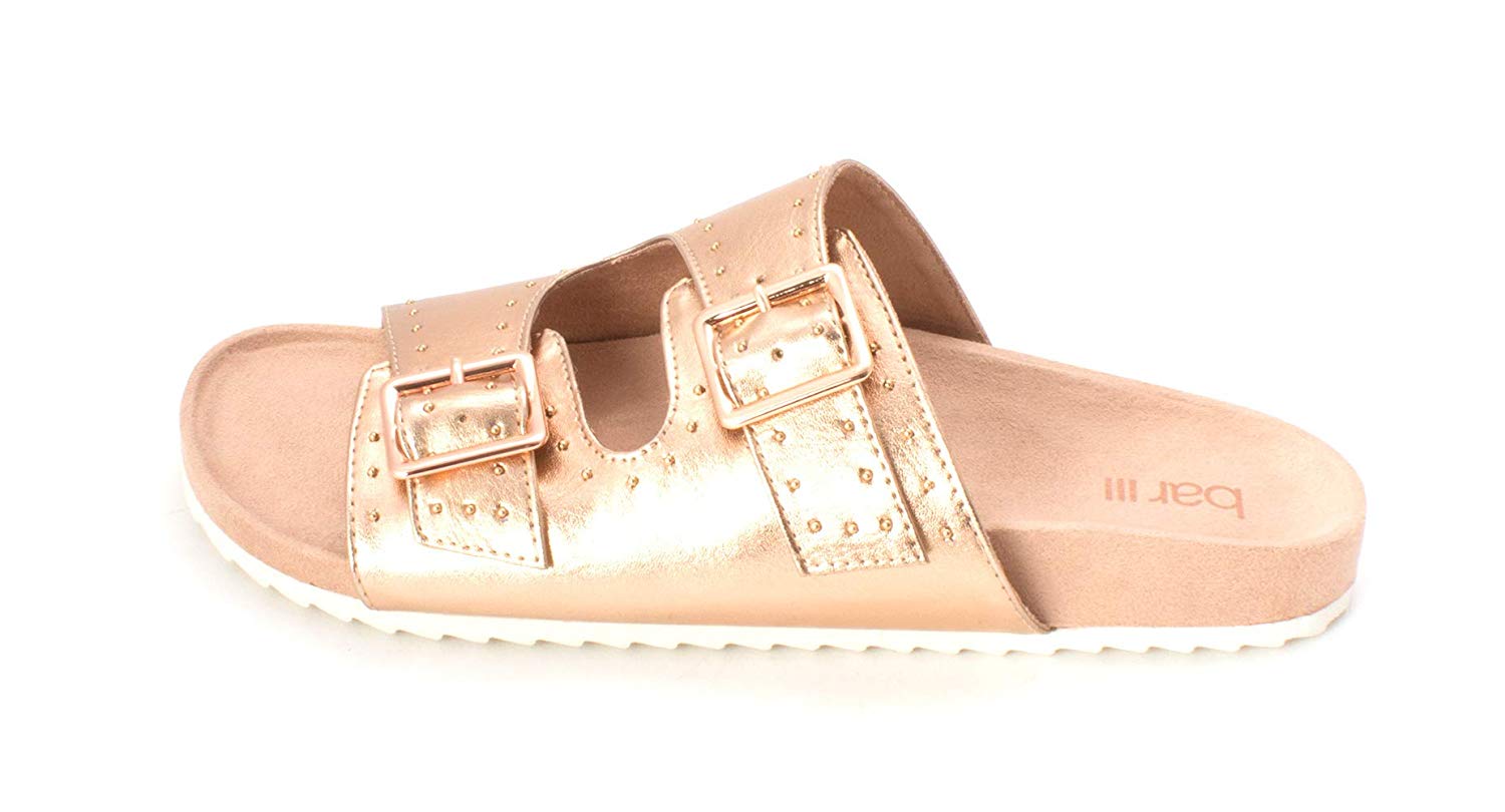 Metallic Slide In Sandals - Gold
