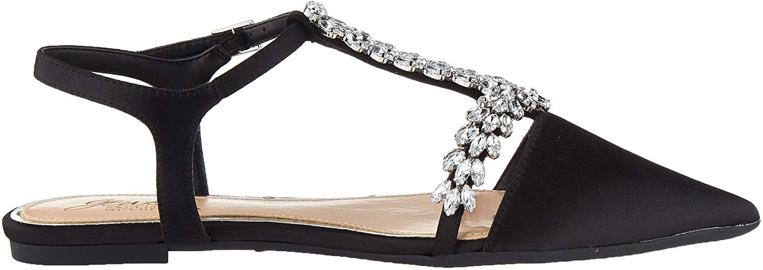 ankle strap pointed toe flat jewel badgley mischka