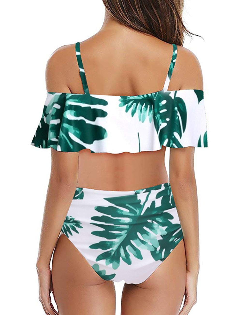 high waisted bikini with flounce top