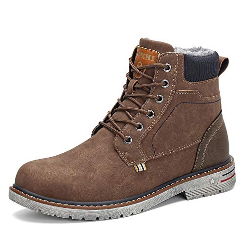 Mishansha Mens Womens Winter Anti-Slip Leather Snow Boots Water Resistant Shoes