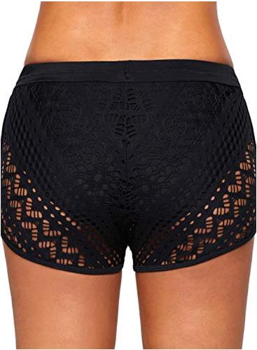 drawstring shorts with lace overlay