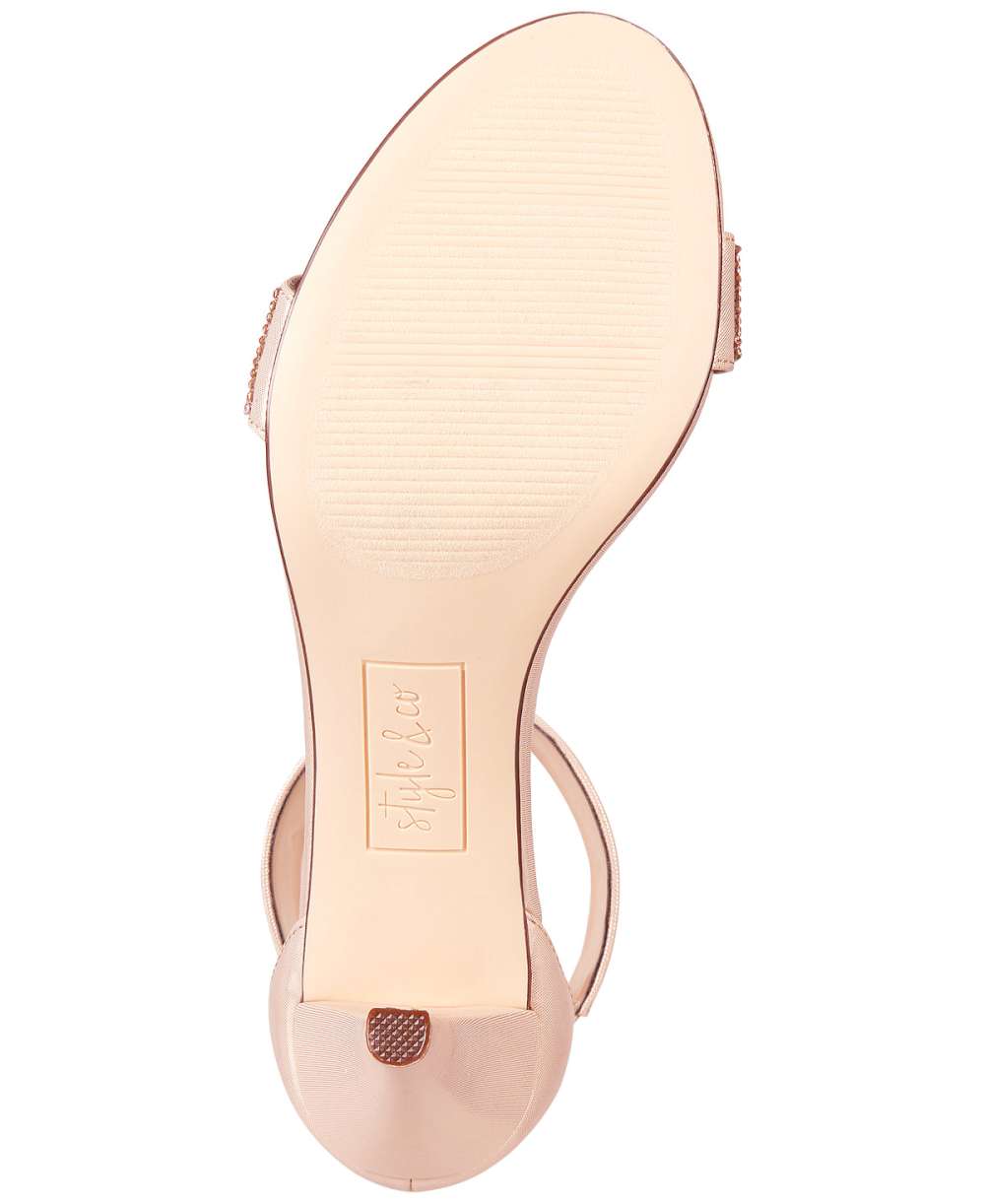Style And Co Womens Phillyis Open Toe Casual Ankle Strap Rose Gold