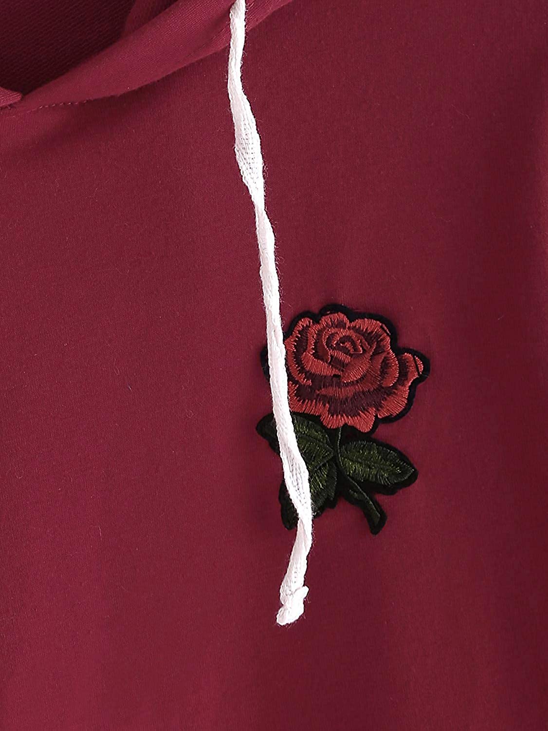 rose patch stripe sleeve hoodie