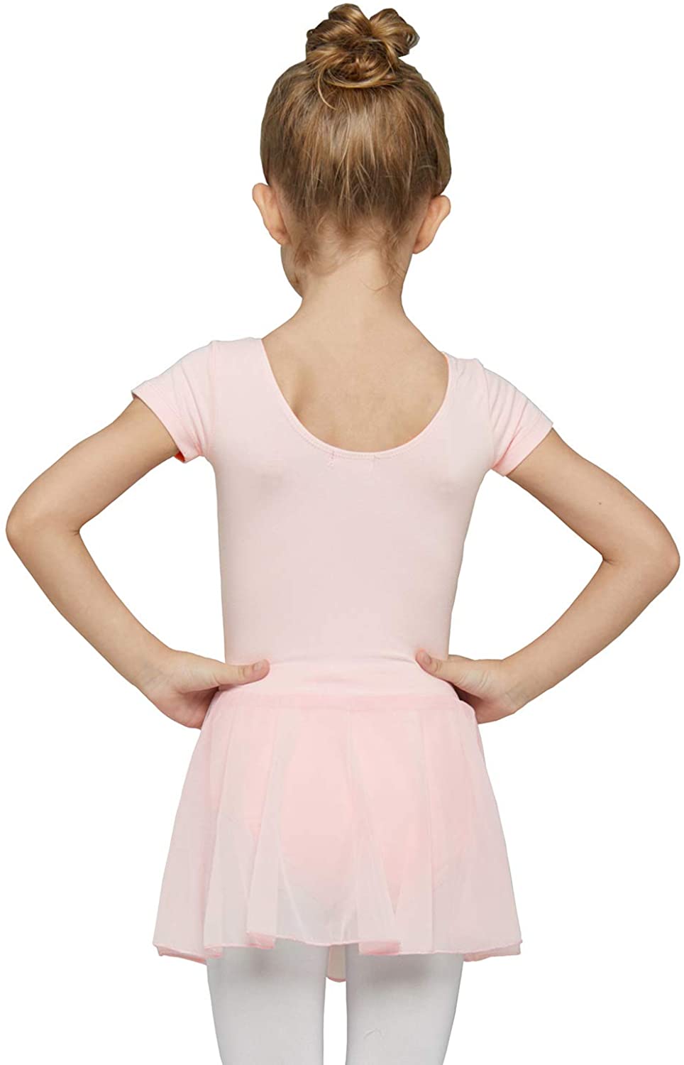 MdnMd Girls Toddler Ballet Leotard with Skirted Short, Ballet Pink