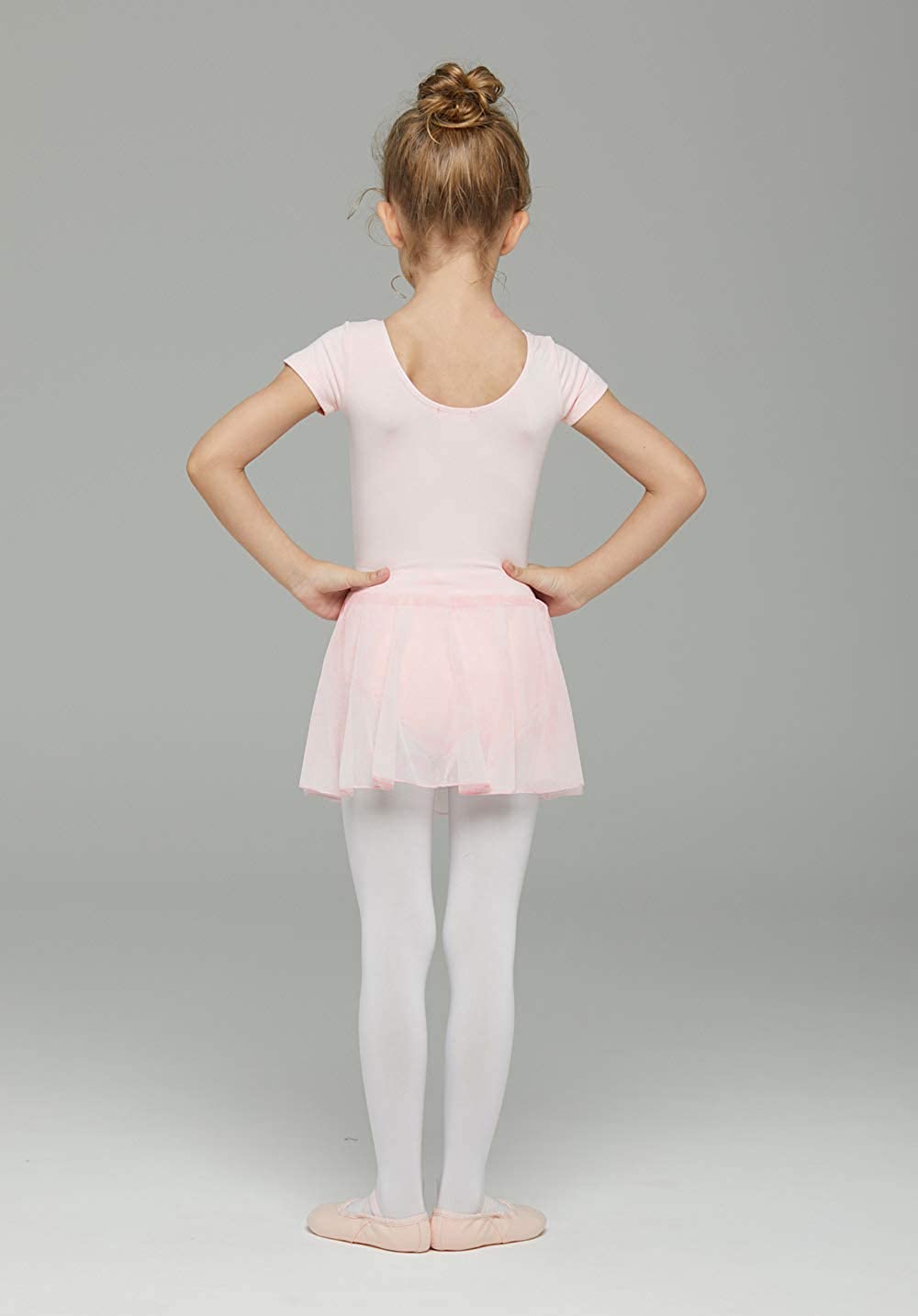 MdnMd Girls Toddler Ballet Leotard with Skirted Short, Ballet Pink