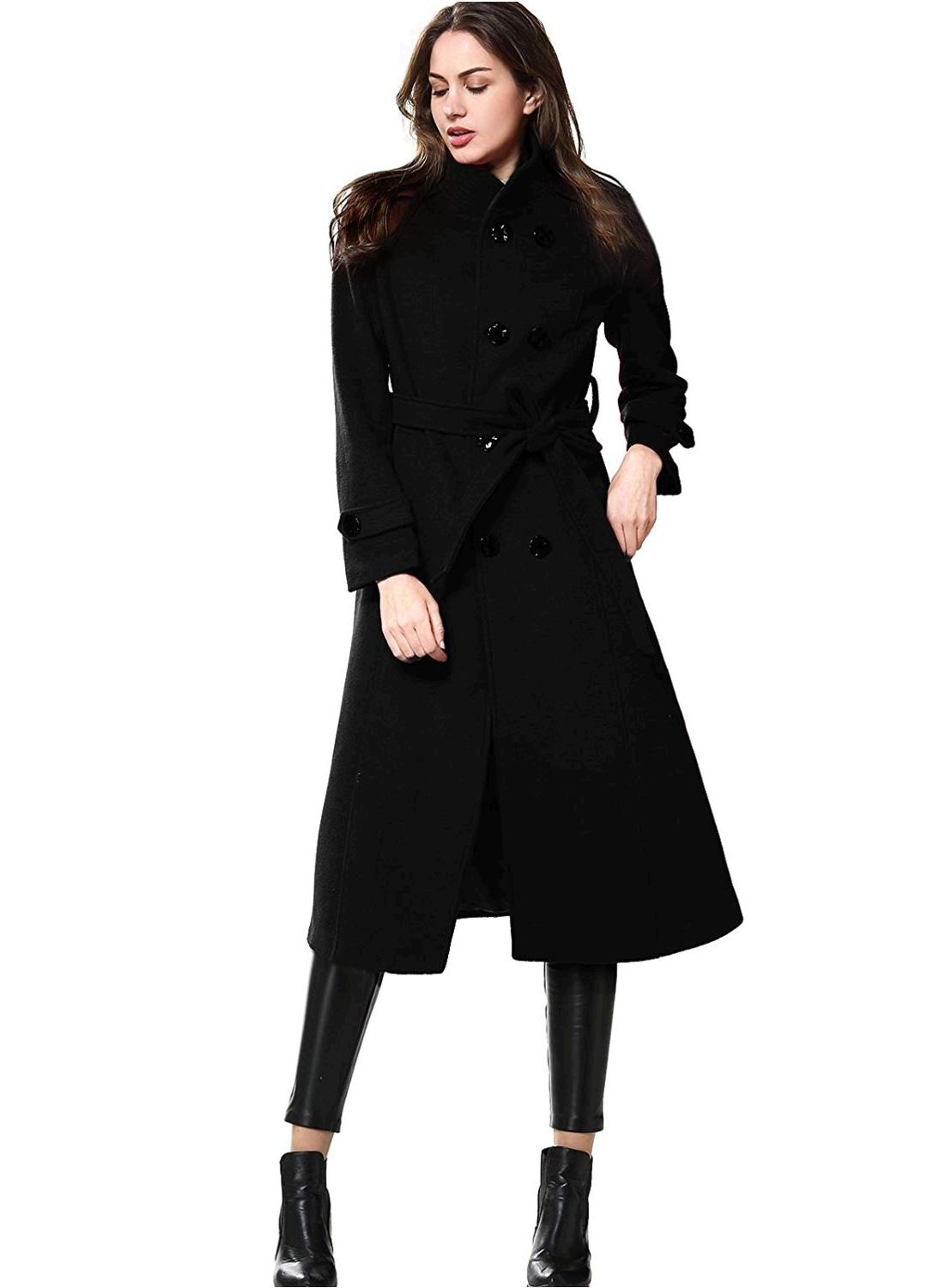 long black wool trench coat womens