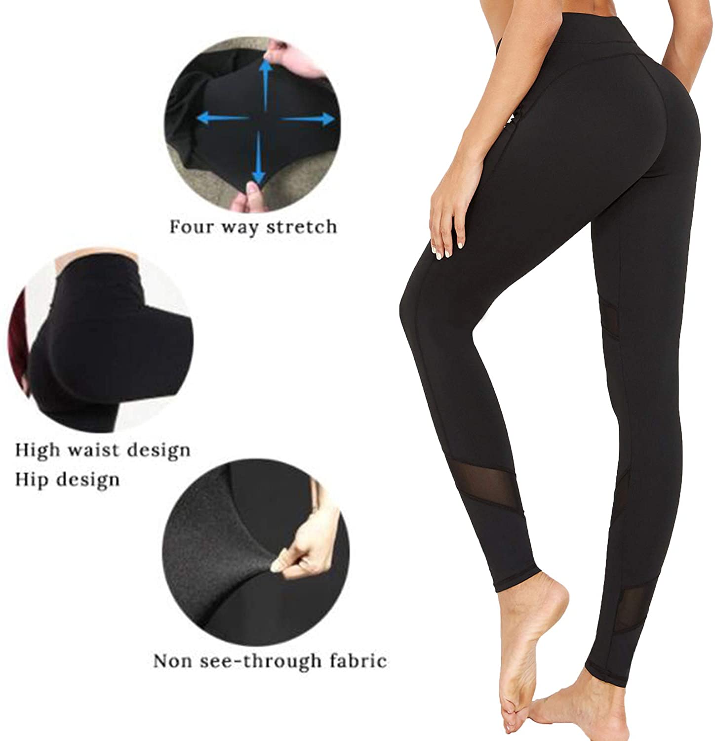 FITTOO Women�s Mesh Workout Leggings Panel Sheer Yoga FITTOO Women�s Mesh Workout Leggings Panel Sheer Yoga