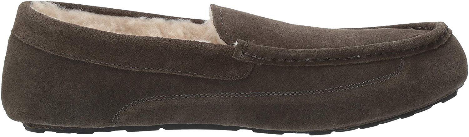 Essentials Men's Leather Moccasin Slipper, Charcoal,, Charcoal, Size 10 ...
