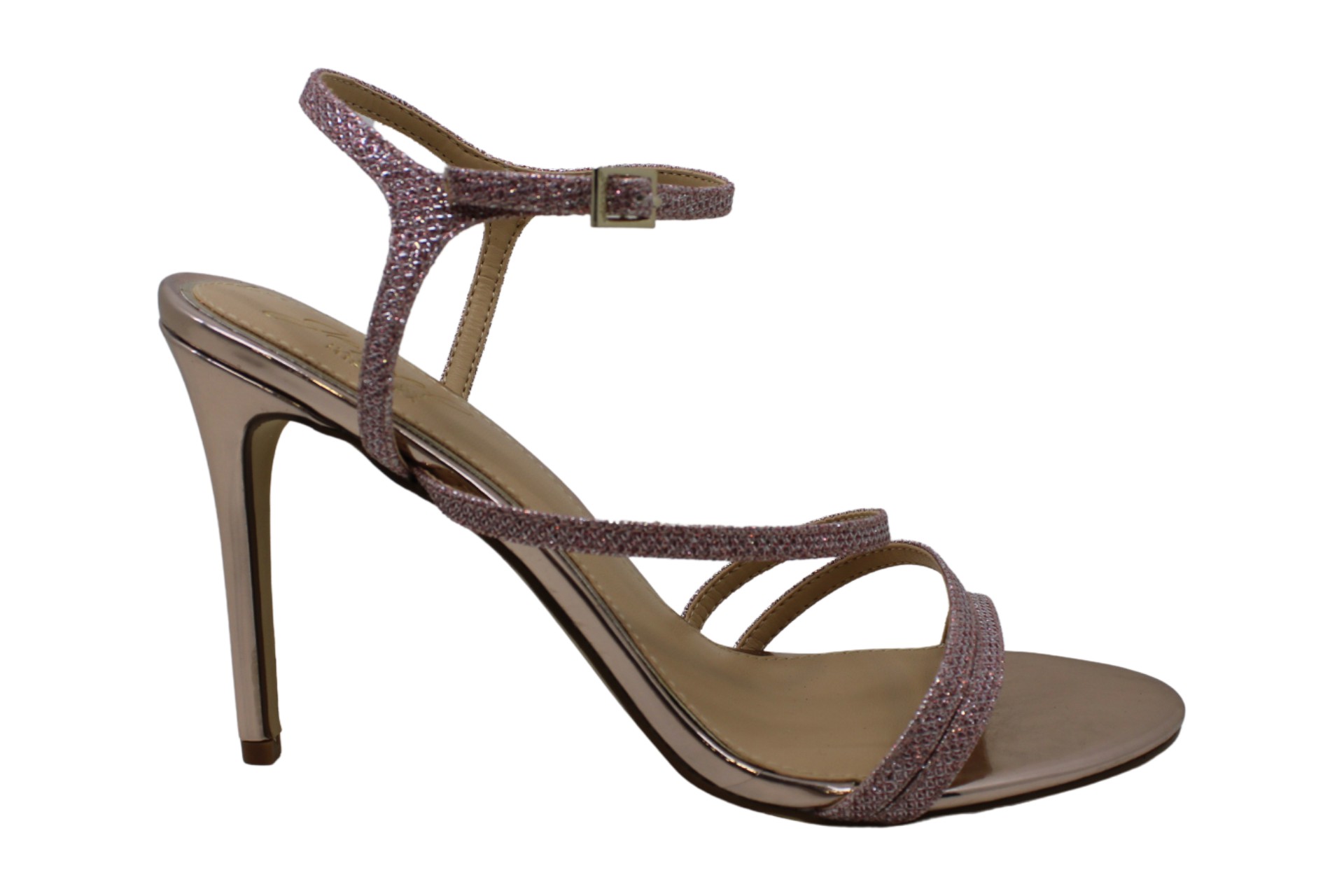 Jewel Badgley Mischka Women's Maddison Sandal,, Rosegold Glitter, Size 8.0