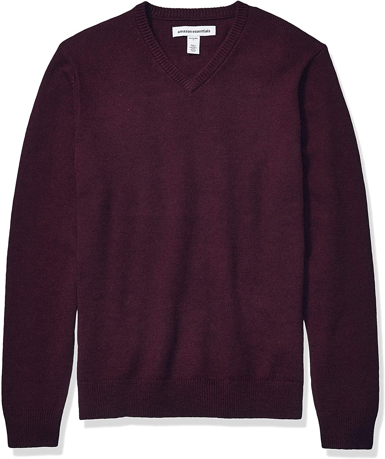 Essentials Men's Midweight VNeck Sweater, Burgundy,, Burgundy, Size 1