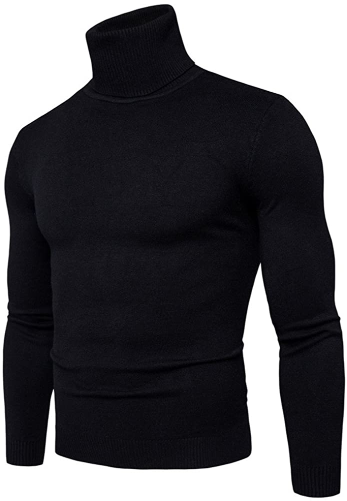 Lavnis Men's Turtleneck Pullover Sweater Casual Basic Knitted, Black ...