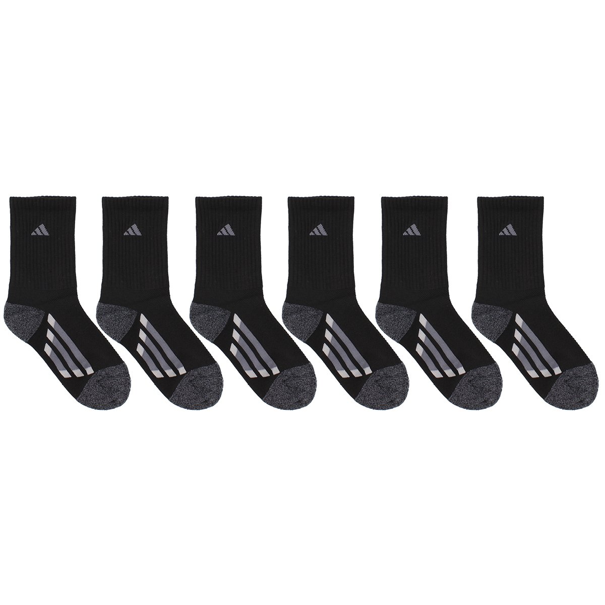 adidas Boys' Vertical Stripe 6-Pack Crew Socks (Toddler/Little, Black ...