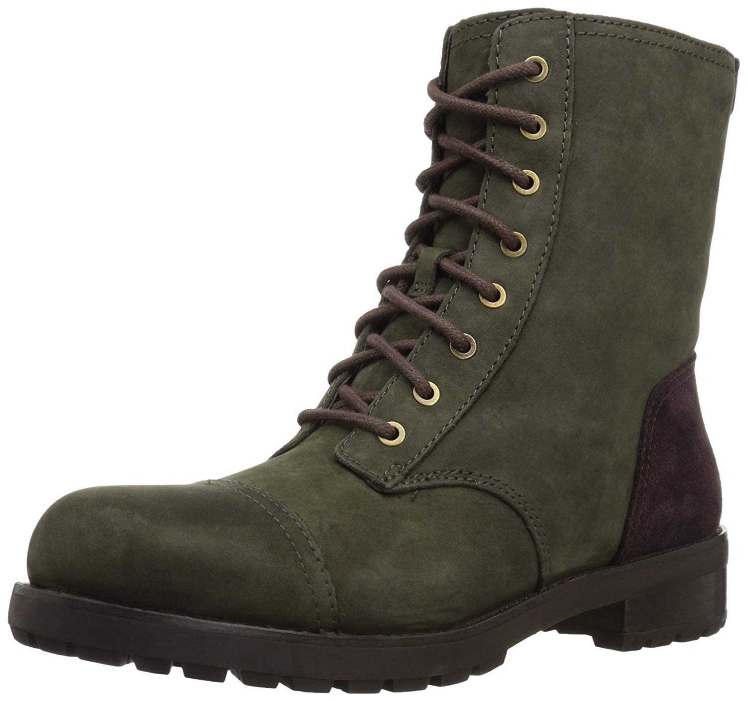 suede combat boots with heel