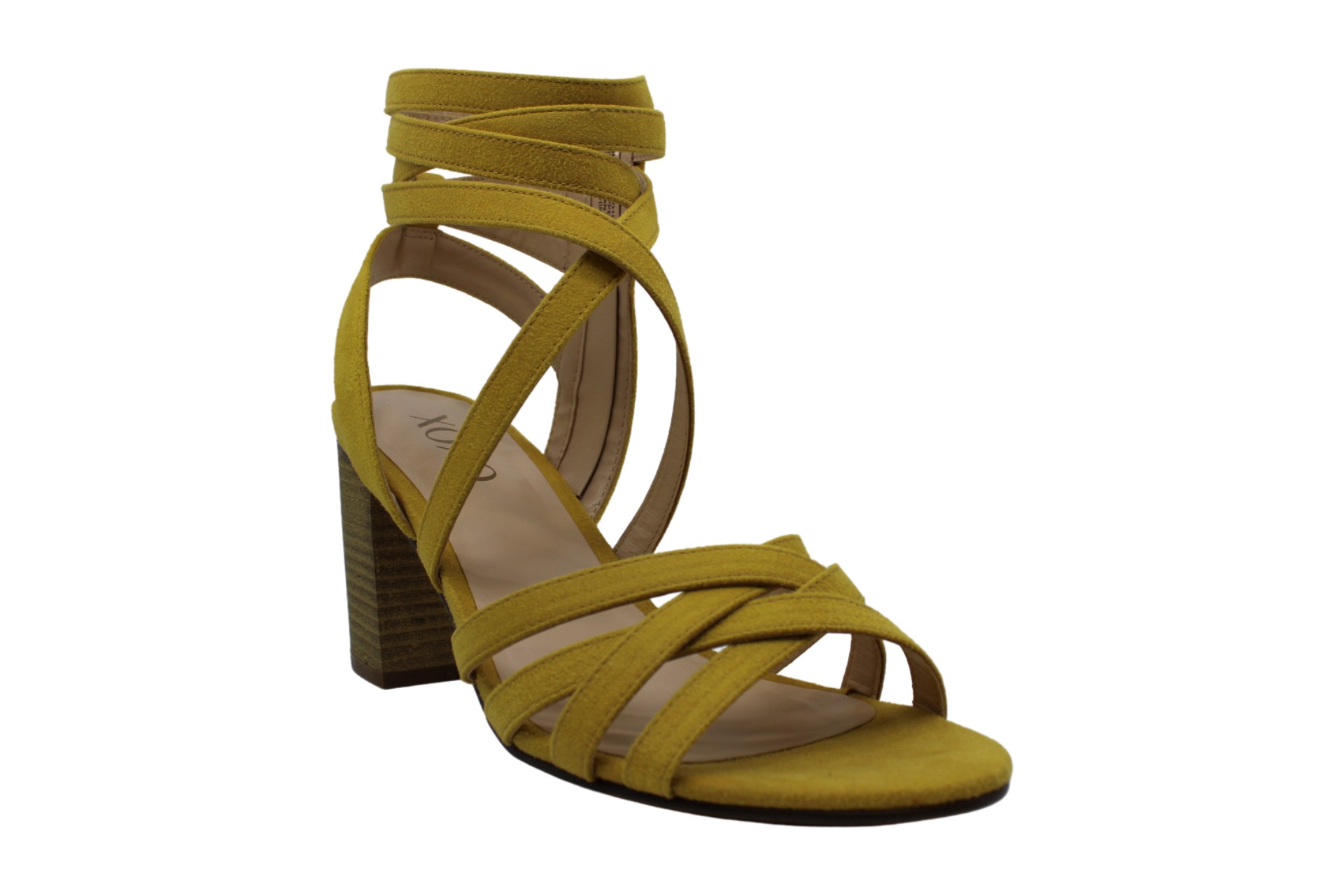 Xoxo Womens Eden Fabric Open Toe Casual Ankle Strap Sandals, Yellow 1