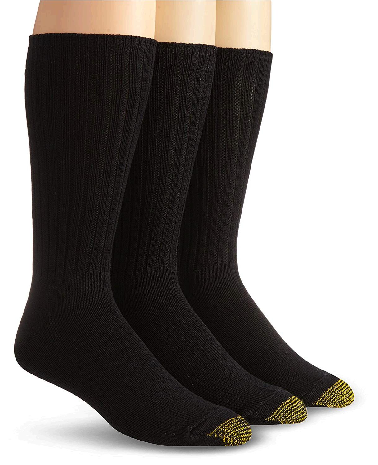 Gold Toe Men's Cotton Fluffies Casual Sock, 3-Pack, Black, Size, Black ...