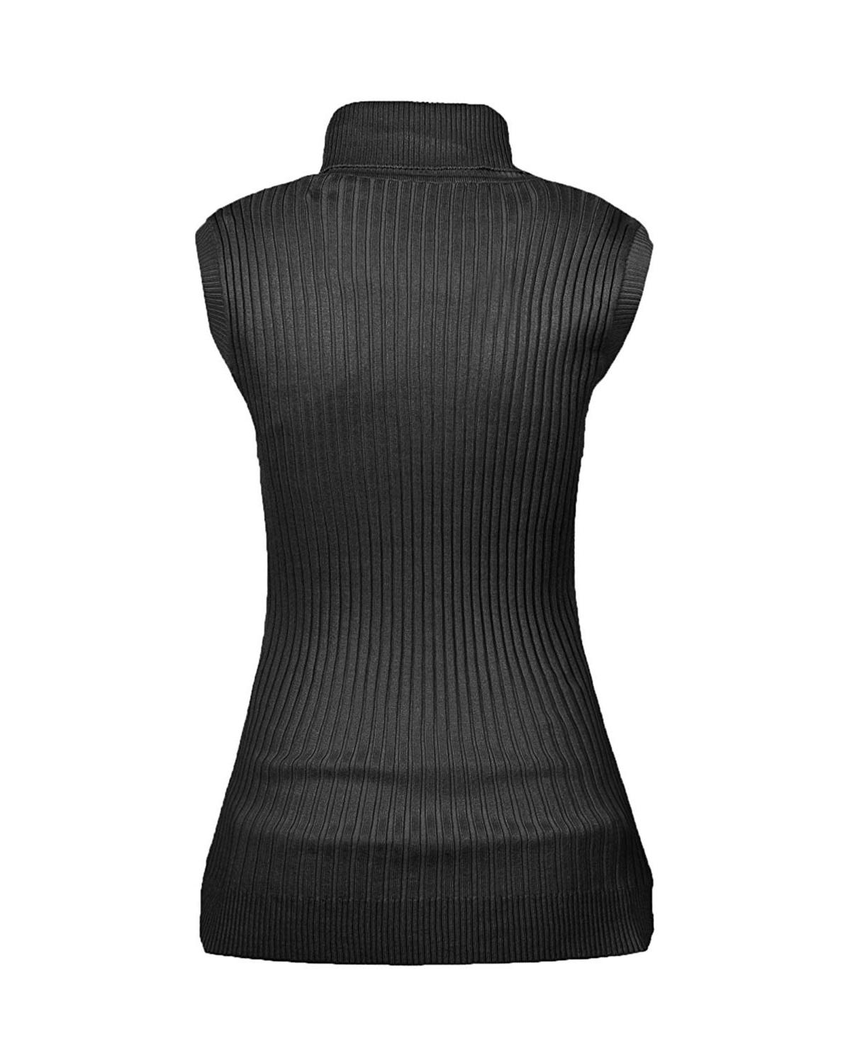 v28 Women Sleeveless High Neck Turtleneck Stretchable Knit, Black, Size ...