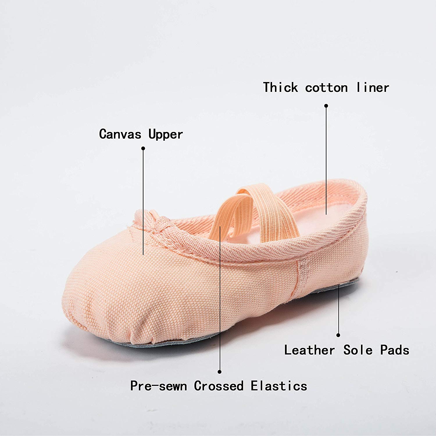 Ballet Shoe Ballet Slippers for Girls Toddler Canvas, Ballet Pink, Size