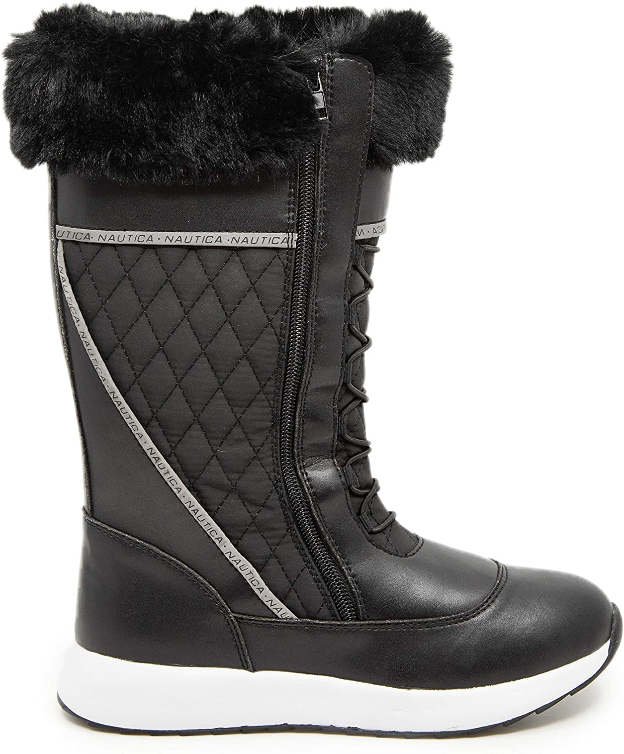 Nautica Women's Everly Cold Weather Snow Boot with Sherpa Fur, Black ...