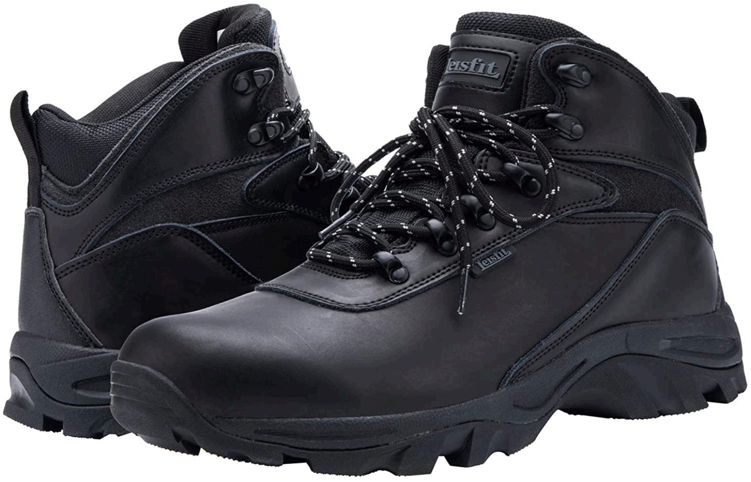 Leisfit Men's Outdoor Waterproof Hiking Boots Insulated Boots, Black ...
