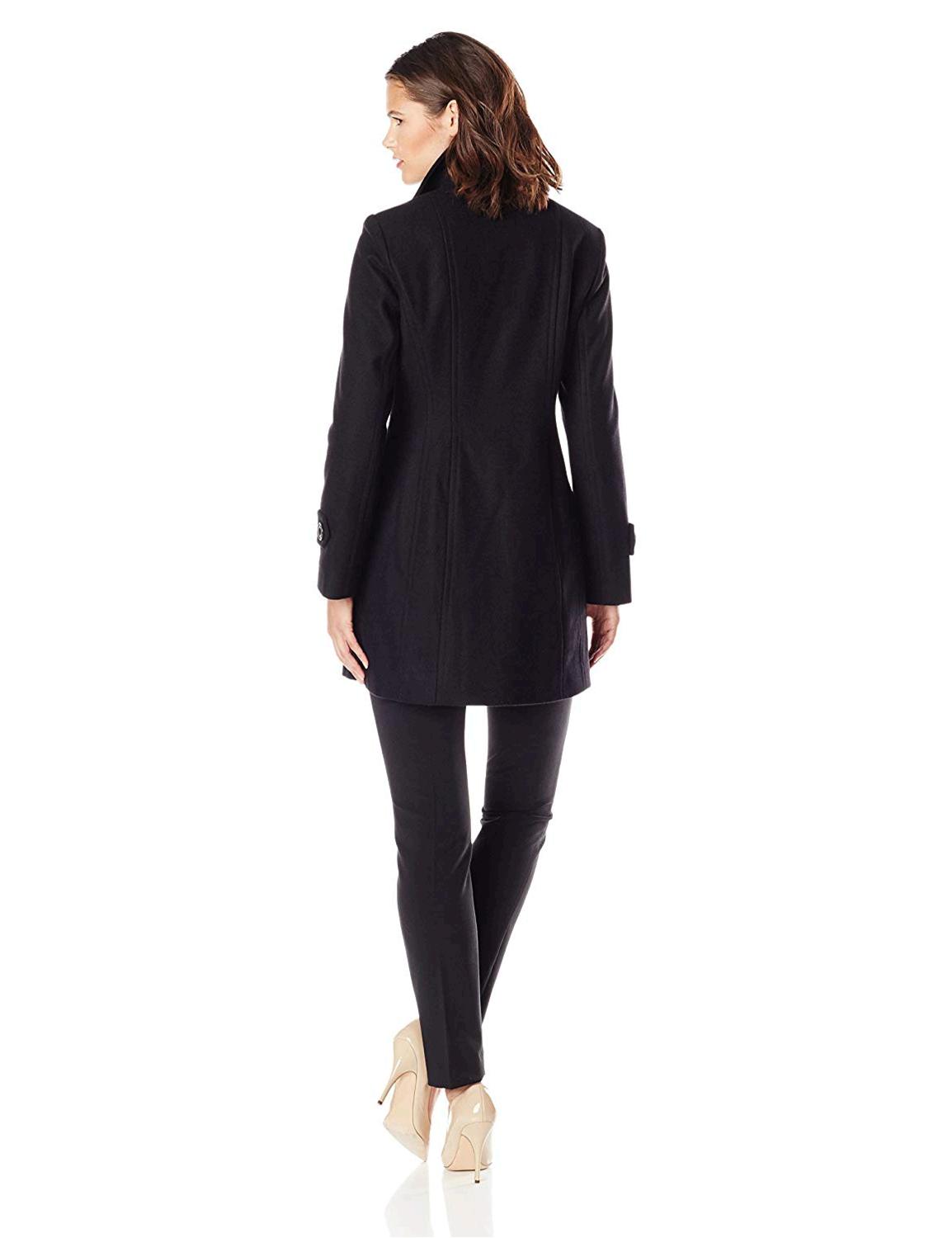 Anne Klein Women’s Classic Double Breasted Wool Coat, Black,, Black, Size Small Anne Klein Women’s Classic Double Breasted Wool Coat, Black,, Black, Size Small