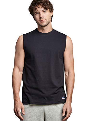 Russell Athletic Men's Cotton Performance Sleeveless Muscle, Black ...